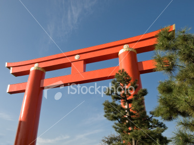 Heian Jingu Shrine torii gate, Kyoto Japan on Shutterstock.com